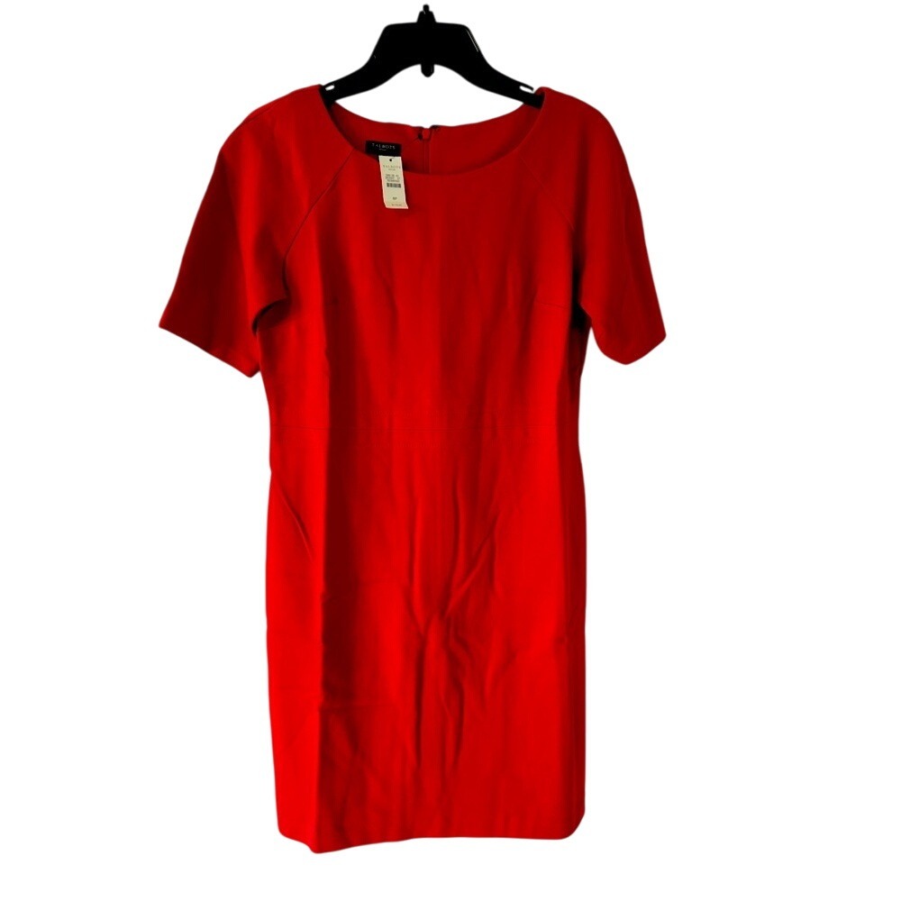 NWT Talbots Women's Size‎ 6 Petite Red Round Neck Short Sleeve Back Zip